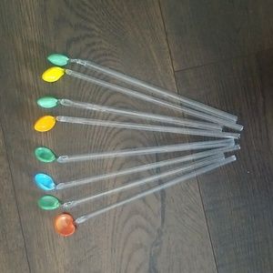 Colorful glass blown stir spoons set of 8